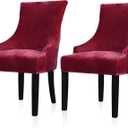 Lellen Velvet Stretch Wingback Chair Cover Slipcover - Reusable Protector Cover for Dining Room Banquet Home Decor etc Machine Washable Hand Washable (Wine, 2PC)