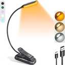 Glocusent Willow Book Light for Reading in Bed, 10LED Bright Reading Light, 3 Colors & 3 Brightness, Rechargeable Book Light Lasts for 80hr, Lightweight Clip on Book Light, Perfect for Book Lovers (Black)