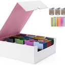 Venssu Card Storage Box For Trading Cards With Dedicated Card Supporters,3000+ Mtg Deck Box With 24 Colorful Divider Tabs, Trading Card Storage Fits For Magic Game Cards (4 row White and Pink)