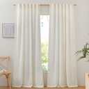 NICETOWN Extra Long Semi Sheer Linen Curtains for Living Room, Rod Pocket & Back Tab Privacy with Light Filtering Linen Weave Burlap Window Treatments for Bedroom, W52 x L144, 2 Panels