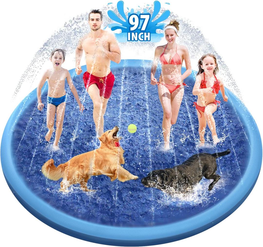 Raxurt Splash Sprinkler Pad for Dogs Kids, 97 Inch Anti-Slip Thickened Dog Pool Durable Upgrade Bath Pool Pet Summer Outdoor Water Toys, Blue Raxurt Splash Sprinkler Pad for Dogs Kids, 97 Inch Anti-Slip Thickened Dog Pool Durable Upgrade Bath Pool Pet Summer Outdoor Water Toys, Blue