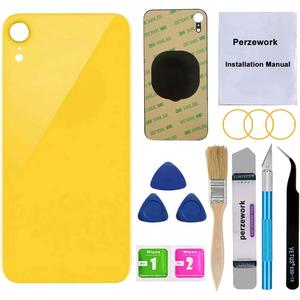 OEM Rear Back Glass Replacement for iPhone XR 6.1 inches with Reparing Toolkit and Pre-Installed Adhesive (Yellow)