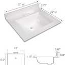 Design House Camilla Vanity Top, Cultured Marble, Centerset Mount, Integrated Backsplash, Stain Resistant, Rectangle Bowl, White, 25 in W x 22 in D x 12.5 in H, Item 557629-WHT
