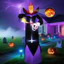 12FT Scary Halloween Inflatables Headless Killer Outdoor Decorations Grim Reaper Holding Skull Dig Out Eyeballs with Flame Light Giant Ghost Blow Up Yard Decoration for Party Garden Lawn Decor