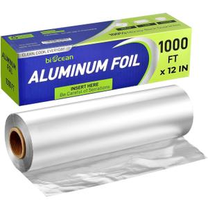 Aluminium Foil 12''x1000 Sq.Ft for Food, Heavy Duty Tin Foil Roll, Non-Stick Disposable Food Wrapping for Restaurant,BBQ,Roasting