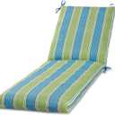 Modern Outdoor Chaise Lounge Cushion with Ties – Durable Polyester Fabric, Channel-Filled Polyfiber Insert, Removable Zippered Cover, Cayman Stripe, 73 inches x 23 inches x 4 inches