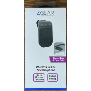 ZGEAR Wireless In-Car Speakerphone Rare New In Box Bluetooth Rechargeable Audio