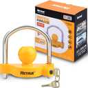 RETRUE Universal Coupler Lock Trailer Locks Ball Hitch Trailer Hitch Lock Adjustable Security Heavy-Duty Steel Fits 1-7/8 Inch, 2 Inch, 2-5/16 Inch Couplers, Yellow