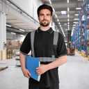 2 x TCCFCCT Reflective Shirts for Men, Safety Polo Shirt for Men Construction Work, Hi Vis Shirts for Men Reflective, Quick Drying, Night Working, PLD-Black-XXL