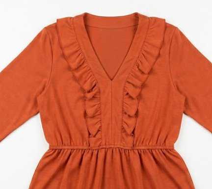 Women's Dress Orange Boho Style, M
