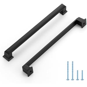 Ravinte Hardware 5 Pack Matte Black Cabinet Pulls, 7-1/2 Inch (192mm) Hole Center Zinc Alloy Drawer Handles for Kitchen Cabinets, Cupboards, Dressers, Square Solid Metal Hardware