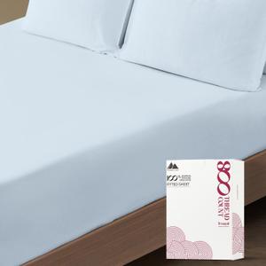 Mayfair Linen 100% Egyptian Cotton Deep Pocket Twin XL Fitted Sheet Only - 800 Thread Count Luxury Hotel Cotton Fitted Sheet, Sateen Weave Cooling Bottom Sheet, Fits Mattress up to 18 in - Light Blue