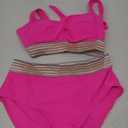 Girls Swimsuits Two Piece Bikini Set Criss Cross Halterneck Woven Contrast Trim Bathing Suits for 9-16Y (13-14 Years, Pink)