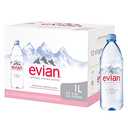 evian Natural Spring Water (One Case of 12 Individual Bottles, Each Bottle is 1 Liter) Naturally Filtered Spring Water in Large Bottles