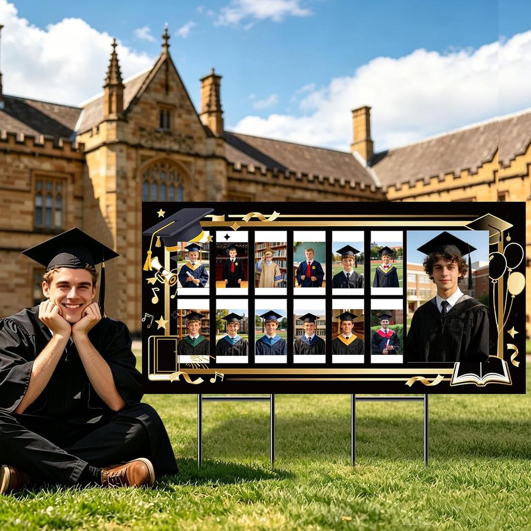 Personalized Graduation Yard Sign 2026 With Photo,K-13 Graduate Photo Yard Signs with Stakes for 2026 Graduation Party Decorations Supplies for Outdoor Lawn Yard