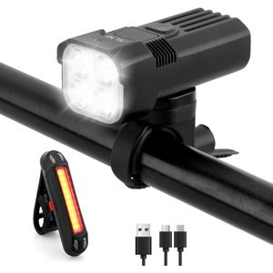 Bike Light for Night Riding, 2000LM/1000LM Bicycle Headlight & Taillight, Multiple Modes,3000mAh/2000mAh USB C Rechargeable Waterproof LED Bright Bike Headlights for Cyclists and Commuters