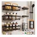 Veken Shower Caddy 6-Pack, Advanced Rustproof Design, No Drilling Adhesive Shelves, Rack with Soap Holder, Large Capacity Bathroom Organizers and Storage, Wall-Mounted Kitchen & Home Decor