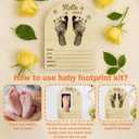 Heartfelt Baby Announcement Sign & Hello World Newborn Sign with Mess-Free Ink Pad for Hand & Footprints, Welcome Plaque & Baby Shower Stand with Premium Wooden Ultrasound Picture Frame Keepsake