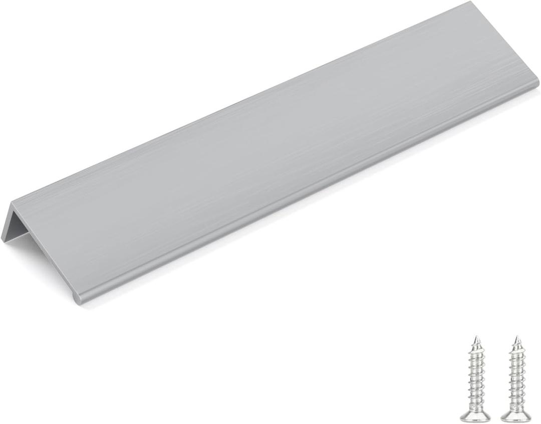 goldenwarm 15 Pack Brushed Nickel Finger Edge Pulls Drawer Finger Pulls Kitchen Hardware Handles Bedroom Dresser Drawers, 6-1/4in Hole Centers