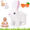 Hopping Bunny Toy, Easter Bunny Stuffed Animal Interactive Electronic Plush with Sounds and Movements, Animated Walking Wiggle Ears Twitch Nose, Easter Gifts for Kids Toddlers Boys Girls (white)