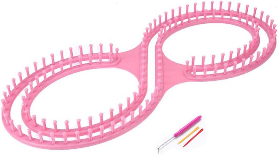 WAYION 55" Afphgan Serenity Loom Knitting Board Weave Loom Kit with Step by Step Instructions Great for The Experienced Loom Knitter(Blue/Pink) (Pink), 55" wide