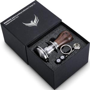 58.5mm Tamper with Walnut Handle Self-Leveling & Double Spring Loaded Calibrated Design Fits 58mm Portafilter Basket for Precise Consistent Shots