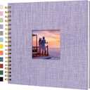 Scrapbook Photo Album Linen Cover, 10 x 10 Inch Hardcover Kraft White Pages Memory Book, for Travel Wedding Guest Book Christmas Baby Shower (20 Sheets/ 40 Pages, Purple)