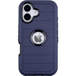 Shockproof for iPhone 16 Case Protective,for Defender Phone Case iPhone 16,Heavy Duty Rugged Full-Body,3 Layers of Sturdy,Anti-Drop,for Heavy Duty Phone Case Blue