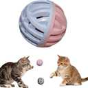 Silicone Cat Ball Toys with Bell 3 Pack - Interactive Cat Toy Balls for Indoor Cats - Durable Hollow Kitten Chew Toys for Teething & Bored Adult Cats