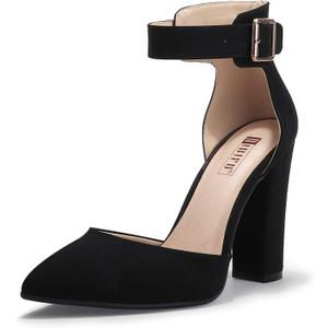 IDIFU Women's IN4 Pedazo High Block Heels Pumps Pointed Closed Toe Ankle Strap Dress Wedding Shoes, Size 12