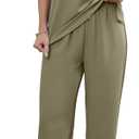 Women's Casual 2-Piece Set - Wide-Leg Pants & Batwing Sleeves (L)