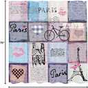 Ambesonne Paris Shower Curtain, Grunge Textured Retro Collage of France Famous Object Eiffel Tower Europe Theme, Cloth Fabric Bathroom Decor Set with Hooks, 69" W x 70" L, Multicolor Lilac