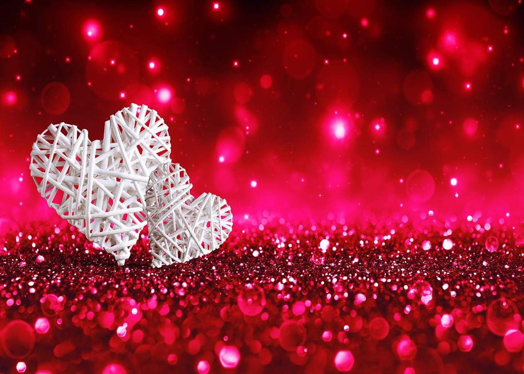 12X10FT Valentine's Day Backdrop Red Glitter Background Photography White Hearts Love Theme Shiny Sparkling Bokeh Effect Backdrop for Engagement Wedding Party Decoration Photo Backdrop SCO131E (12'x10')