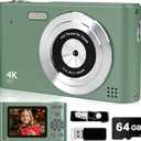 Digital Camera, 44MP Full HD 1080P Point and Shoot Camera with 64GB Card, Anti Shake 16X Zoom Compact Volg Cameras, Portable Small Camara Gift for Kids, Ages Teen Girl Boy - Green