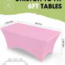 Pureegg Spandex Tablecloth 6ft - 2 Pack, Fitted and Tight Cloth for Rectangle Table, Wrinkle-Free and Stretch Table Cover for Party, Wedding, Banquet and Birthday, Pink