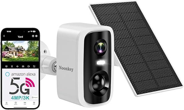 4MP Solar Security Camera Outdoor, 5G&2.4GHz Wireless Rechargeable Battery Cam with Spotlight/Siren, AI Human Detection, Color Night Vision, 2-Way Audio, IP65 Waterproof, Alexa,No Power Needed