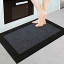 Machine Washable Kitchen Rug 24" x 36", Non Slip Kitchen Mat for Floor, Absorbent Entrance Throw Rug for Bedroom, Hallway, Bathroom, Door (Charcoal)