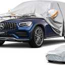 Kayme 6 Layers SUV Car Cover Waterproof All Weather for Automobiles, Outdoor Full Size Cover Rain Sun UV Protection with Zipper Cotton, Universal Fit for SUV Jeep (182-190 inch) (Aluminum-Silver)