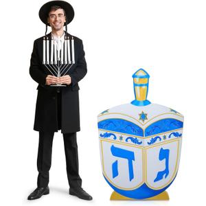 Amyhill 3.5 ft Hanukkah Dreidel Cardboard Stand Up Cutout Life Size Religious Dreidel Stand- Up Cardboard Hanukkah Jewish Festival Party Decoration Backdrop Photo Prop for Jewish Holiday Decor