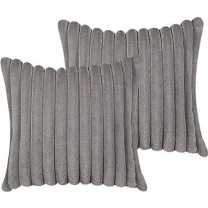 18x18 Throw Pillow Covers Set of 2, Decorative Faux Fur Covers for Bed, Couch Soft Fluffy Pillow Cover with Velvet Back for Living Room, Neutral Home Dcor Accent for Sofa - Dark Gray