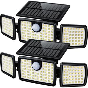 MIHANI Solar Flood Lights Outdoor, 2500LM Motion Sensor Security Lights with 270 Wide Angle, IP65 Waterproof, 3 Heads Solar Outdoor Lights for Patio, Yard, House, Garage (Non-Remote, 2 Pack)