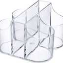 Lillian Tablesettings Cutlery Caddy Organizer 5 Compartment - Silverware Organizer & Napkin Holder - Clear