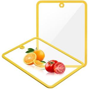 Cutting Board, Glass Cutting Boards for Kitchen, Chopping Board Set with Non-Slip Edges & Hanging Hole, Dishwasher- Safe Clear Cutting Board for Countertop, Meal Prep & Serving