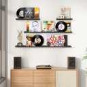 FLYJOE Picture Ledge Shelf, Small Floating Shelves Set of 8, 16 Inches Nursery Book Shelves for Toys Storage, Kids Bookshelf Wall Mounted for Living Room Bedroom Decor Books Photo Frames, Cool Black