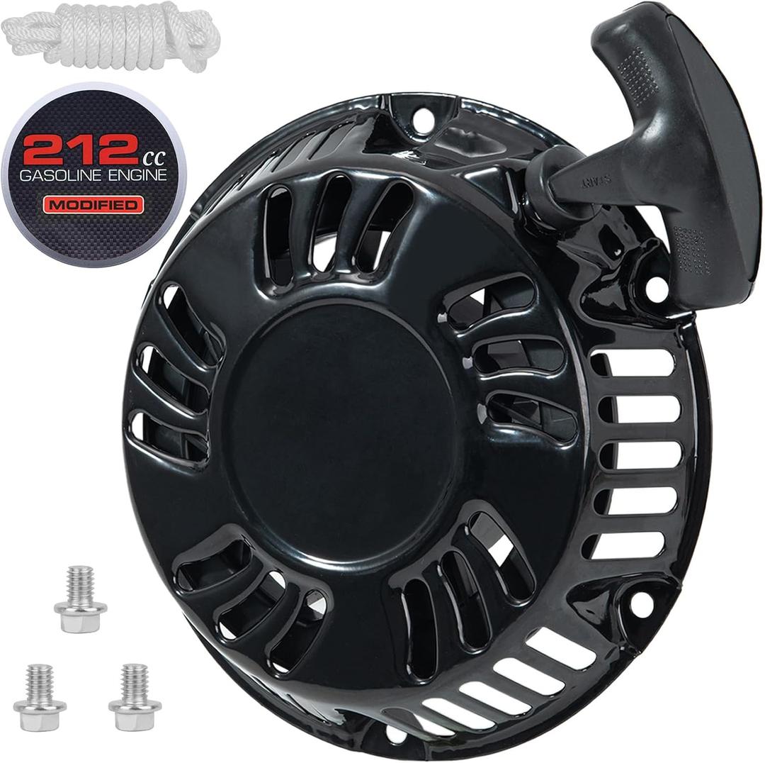 Original Predator 212 Pull Start Assembly with Sticker for Predator 212cc 196cc 224cc 5.5hp 6.5hp 7hp Engine Recoil Starter for Coleman CT200U BT200X Baja MB200 Mini Bike Go-Kart Pull Cord Replacement (Black)