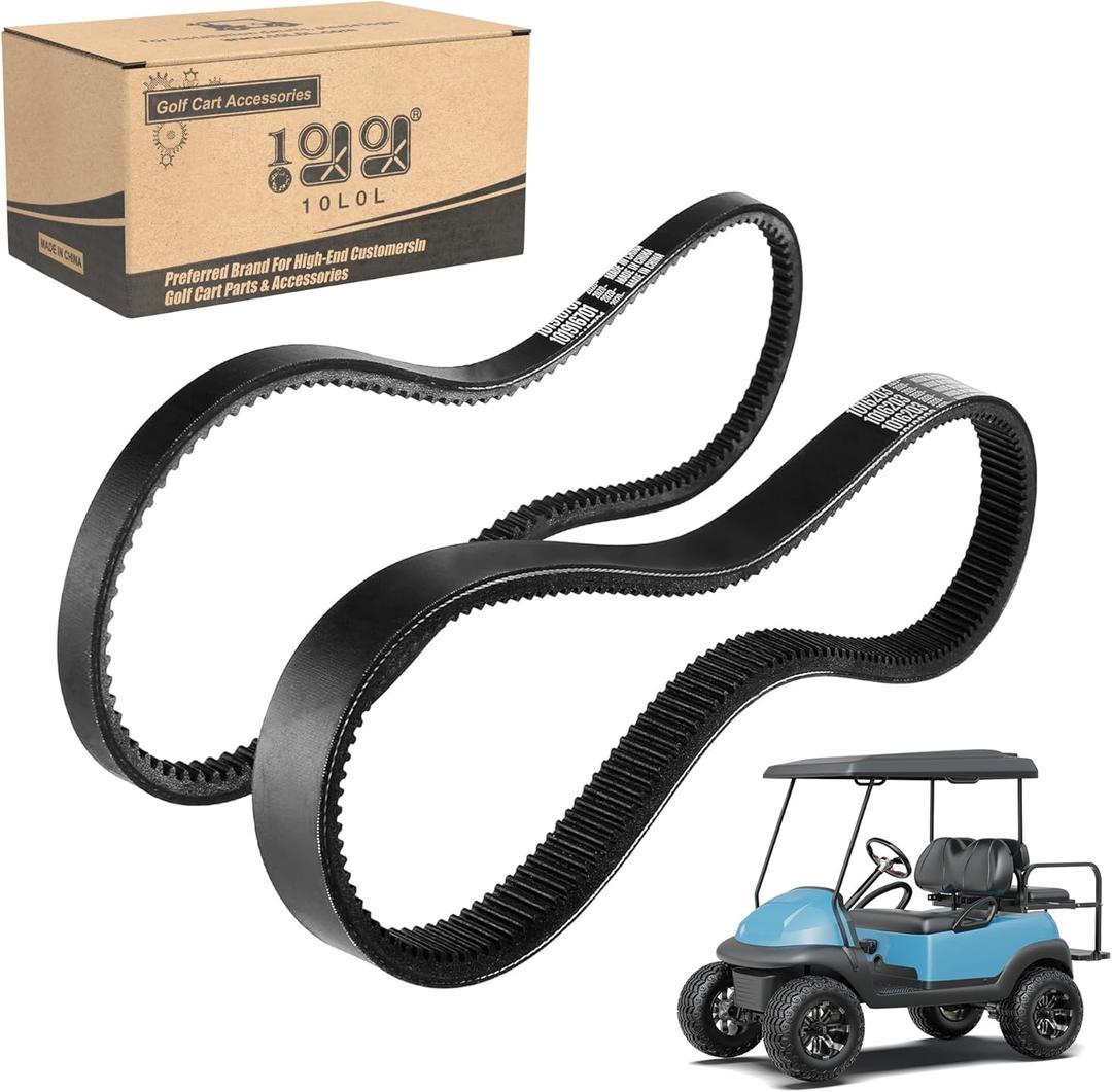 10L0L Golf Cart Drive Belt & Starter Generator Belt Kit for Club Car DS 1992-Up & Precedent 2004-Up, Compatible with FE290, FE350 and Kawasaki OHV Engine, Replaces OEM 101916701