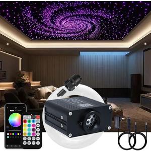 AKEPO 16W RGBW APP Twinkle Fiber Optic Lights, Music Activated 650pcs 0.03in 13.1ft/4m Optical Fiber Star Ceiling Light Kit for Car Headliner Star/Home