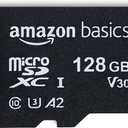 Amazon Basics 128GB Micro SDXC Memory Card with Adapter - Full Size - A2, U3 - Up to 100MB/s Read Speed - Black