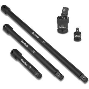 DURATECH 1/2" Impact Socket Extension Set, 5-Piece, Including Drive Impact Extension Bars(5", 10" and 15"), Swivel Universal Joints and 1/2"- 3/8" Drive Adapter, CR-V Steel