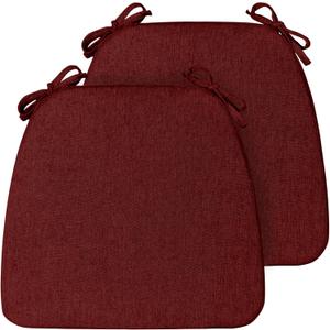 Seat Cushions for Kitchen Chairs Cushions Set of 2 Indoor Dining Room Chair Cushion Replace Office Dorm Home Farmhouse Decor Pad D Shaped Hard Foam Wood Furniture Stool Cushion 17"x16"x2" Burgundy